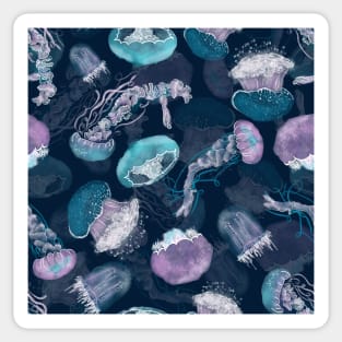 Floating Jellies Ocean Blue Sticker